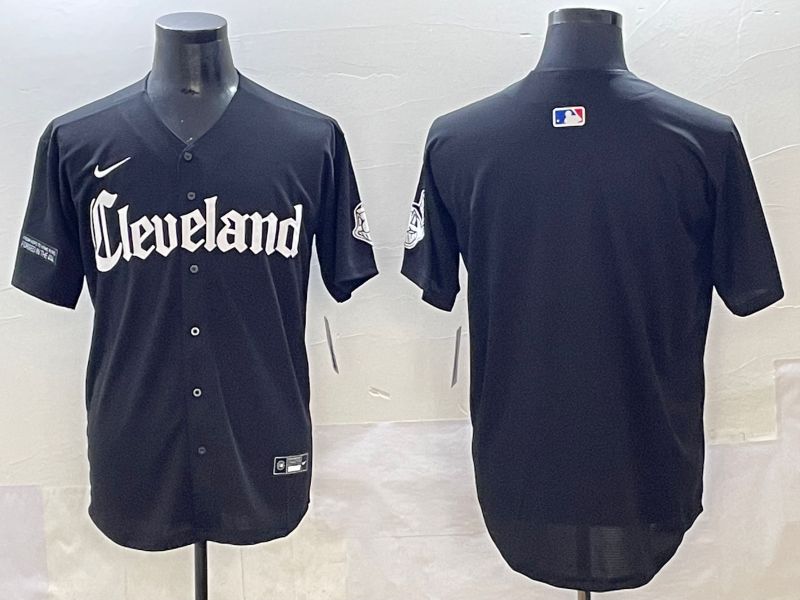 Men 2025 Cleveland Indians Blank Black Five generations Joint Name Nike MLB Jersey style 2